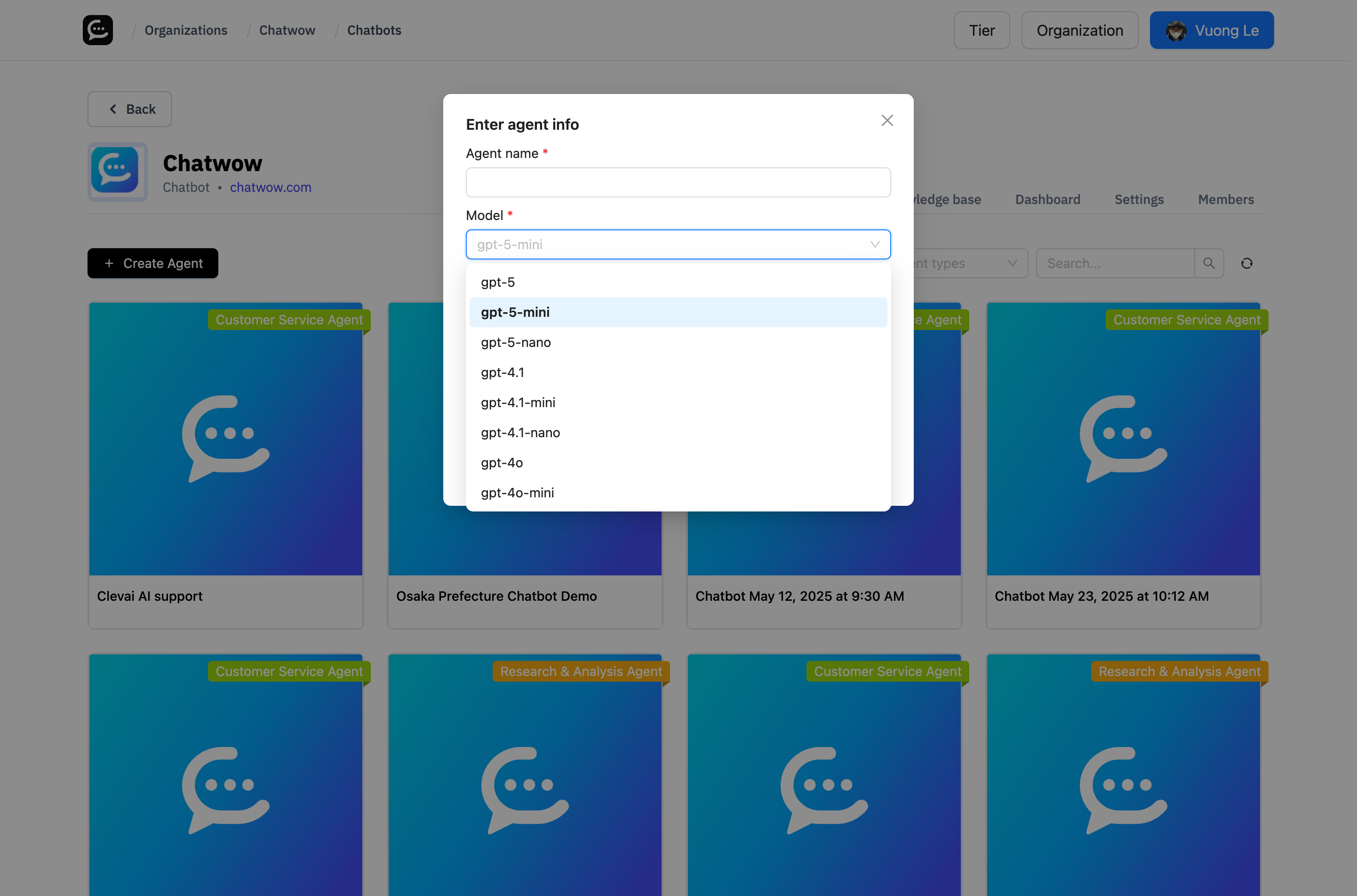 Model Selection Dropdown - Choose from GPT, Gemini, and other AI models